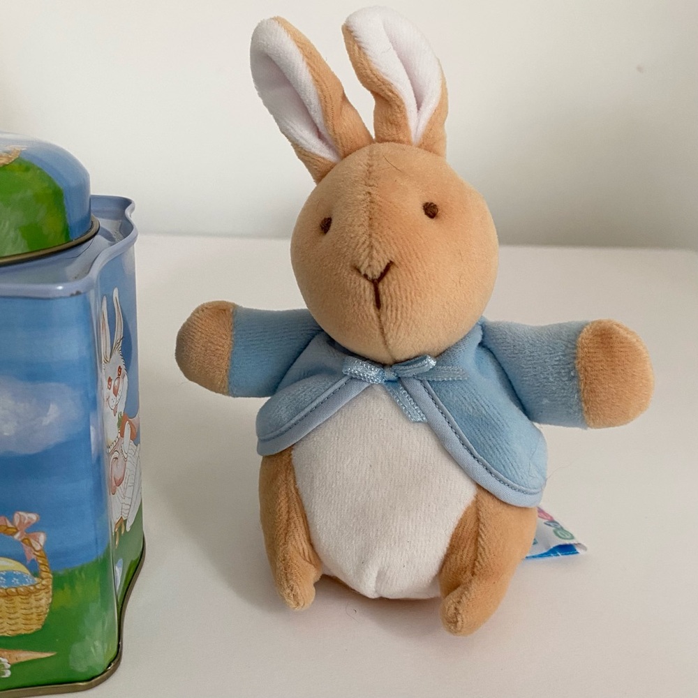 Easter Tin and Eden 6” Plush Peter Rabbit Baby Rattle - Picture 3 of 13